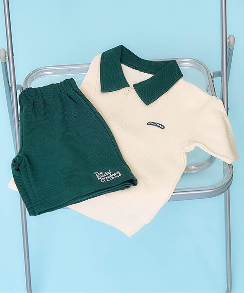 apres les cours（アプレレクール）の「ハーフジップセットアップ（セットアップ・キッズ・レッド/グリーン・130/120/110/100/90/80）」の2枚目の写真