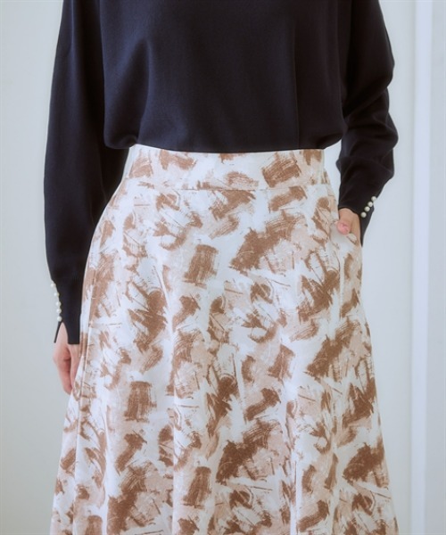 7days Life Styling(セブンデイズライフスタイリング)の「マーブル柄フレアスカート<大きいサイズ有>(スカート・レディース・ブラック系/ブラウン系・S/M/L/LL/3L)」の7枚目の写真