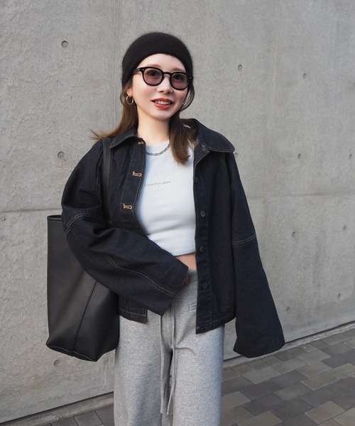 raglan sleeve denim jacket /袖 ロールアップ ラグランスリーブ