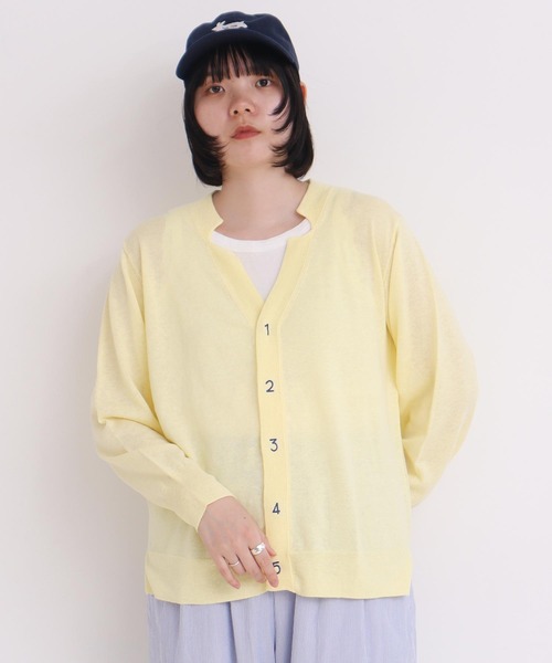 I am I in fact...（アイアムアイインファクト）の「C/Li数字刺繍　Vカーディガン（カーディガン/ボレロ・レディース・ホワイト/チャコールグレー/ピンク/イエロー/グリーン・FREE）」の22枚目の写真