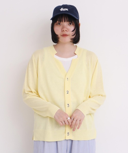 I am I in fact...（アイアムアイインファクト）の「C/Li数字刺繍　Vカーディガン（カーディガン/ボレロ・レディース・ホワイト/チャコールグレー/ピンク/イエロー/グリーン・FREE）」の20枚目の写真