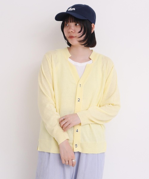 I am I in fact...（アイアムアイインファクト）の「C/Li数字刺繍　Vカーディガン（カーディガン/ボレロ・レディース・ホワイト/チャコールグレー/ピンク/イエロー/グリーン・FREE）」の21枚目の写真