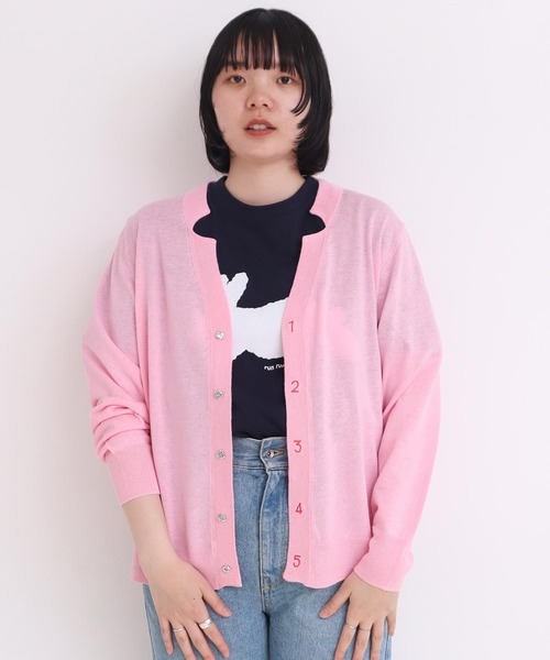 I am I in fact...（アイアムアイインファクト）の「C/Li数字刺繍　Vカーディガン（カーディガン/ボレロ・レディース・ホワイト/チャコールグレー/ピンク/イエロー/グリーン・FREE）」の13枚目の写真