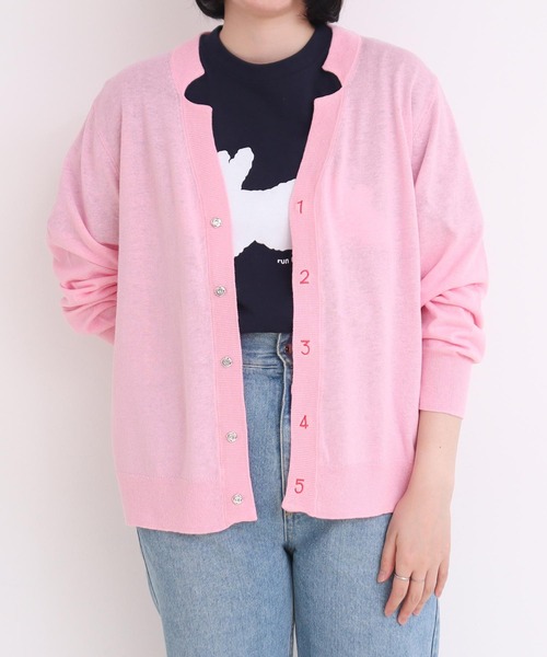 I am I in fact...（アイアムアイインファクト）の「C/Li数字刺繍　Vカーディガン（カーディガン/ボレロ・レディース・ホワイト/チャコールグレー/ピンク/イエロー/グリーン・FREE）」の14枚目の写真