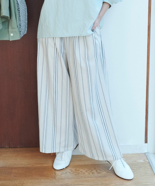 studio CLIP（スタディオクリップ）の「ドビーストライプイージーパンツ[プチサイズあり]（その他パンツ・レディース・ブラック/アイボリー/ベージュ/ライトグリーン・PF/FREE）」の3枚目の写真