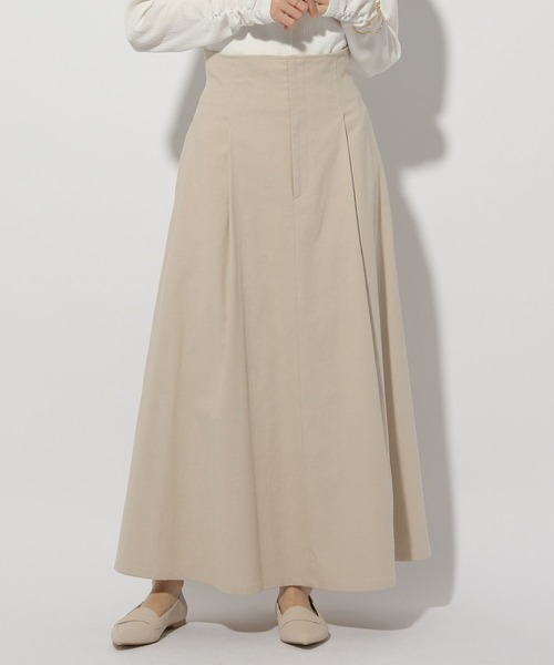 Elura(エルーラ)の「リネン混フレアスカート/316568(スカート・レディース・ライトベージュ/チャコールグレー・FREE)」の2枚目の写真