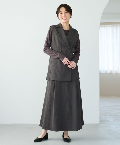 Elura(エルーラ)の「リネン混フレアスカート/316568(スカート・レディース・ライトベージュ/チャコールグレー・FREE)」の3枚目の写真