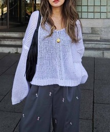 esutoreja | ローゲージVネックニット(ニット/セーター)