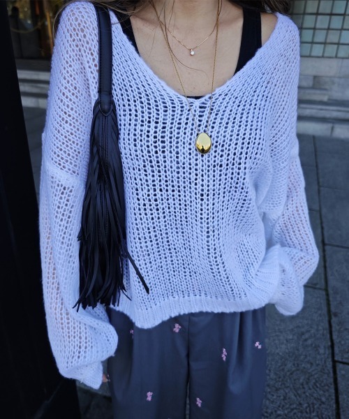 esutoreja(エストレジャ)の「ローゲージVネックニット(ニット/セーター・レディース・ブラック/オリーブ/グレー/アイボリー・FREE)」の13枚目の写真