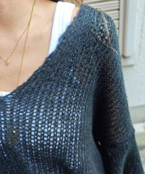 esutoreja(エストレジャ)の「ローゲージVネックニット(ニット/セーター・レディース・ブラック/オリーブ/グレー/アイボリー・FREE)」の18枚目の写真