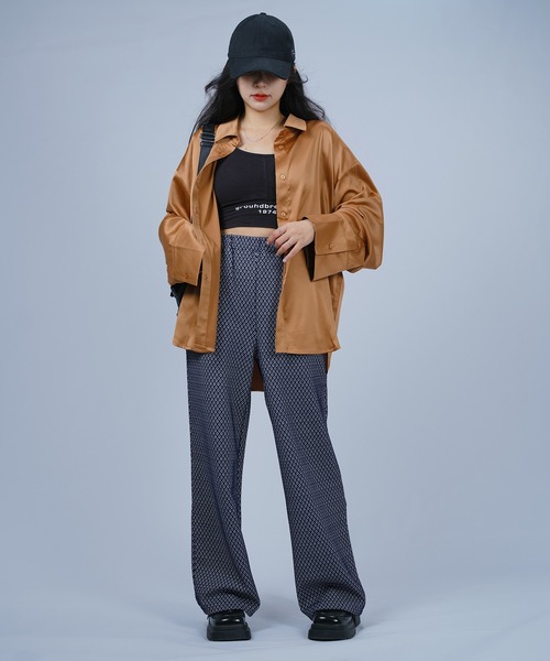 DURAS（デュラス）の「グロスオーバーシャツ（シャツ/ブラウス・レディース・グリーン/キャメル/パープル・SMALL/MEDIUM）」の5枚目の写真