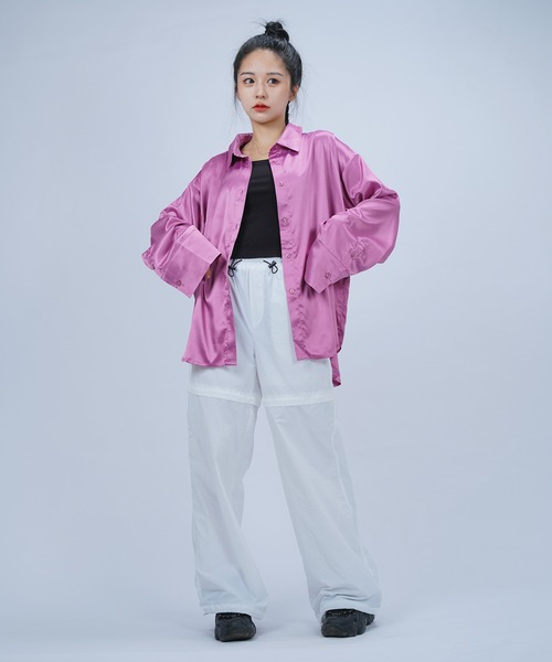 DURAS（デュラス）の「グロスオーバーシャツ（シャツ/ブラウス・レディース・グリーン/キャメル/パープル・SMALL/MEDIUM）」の14枚目の写真