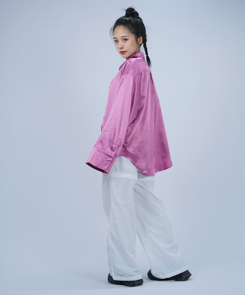 DURAS（デュラス）の「グロスオーバーシャツ（シャツ/ブラウス・レディース・グリーン/キャメル/パープル・SMALL/MEDIUM）」の15枚目の写真