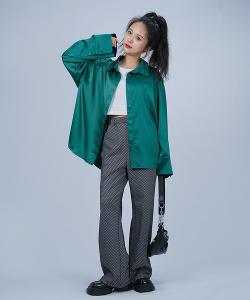 DURAS（デュラス）の「グロスオーバーシャツ（シャツ/ブラウス・レディース・グリーン/キャメル/パープル・SMALL/MEDIUM）」の10枚目の写真