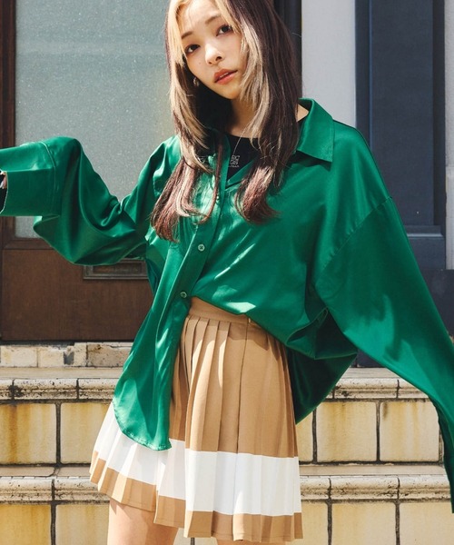 DURAS（デュラス）の「グロスオーバーシャツ（シャツ/ブラウス・レディース・グリーン/キャメル/パープル・SMALL/MEDIUM）」の11枚目の写真