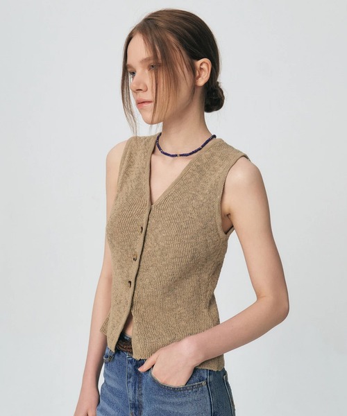 CLANE ヘザーカラー チューブトップ ブラウン サイズ2（HEATHER