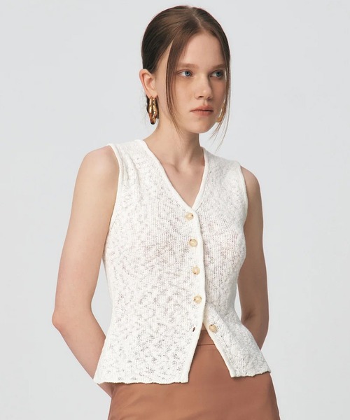 ベスト ジレ KUME/クメ Fitted Button Knitted Vest ベスト レディース KUME ベスト ジレ KUME/クメ Fitted Button Knitted Vest