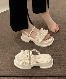 フリルサンダル厚底パールサンダル2way