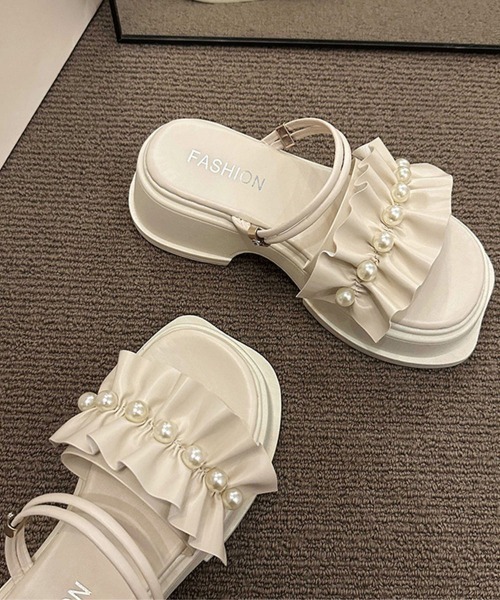 Miniministore(ミニミニストア)の「フリルサンダル厚底パールサンダル2way(サンダル・レディース・ブラック/アイボリー・22.5cm/23.0cm/23.5cm/24.0cm/24.5cm)」の20枚目の写真