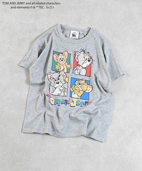 Tom＆Jerry（トムアンドジェリー）の「【トムとジェリー】別注プリントTee（Tシャツ/カットソー・キッズ・オフホワイト/杢グレー/ライトグリーン/チャコール・80/90/95/100/110/120/130/140/150）」の2枚目の写真