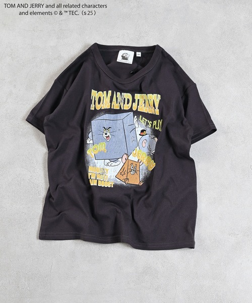 Tom＆Jerry（トムアンドジェリー）の「【トムとジェリー】別注プリントTee（Tシャツ/カットソー・キッズ・オフホワイト/杢グレー/ライトグリーン/チャコール・80/90/95/100/110/120/130/140/150）」の3枚目の写真