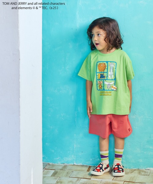 Tom＆Jerry（トムアンドジェリー）の「【トムとジェリー】別注プリントTee（Tシャツ/カットソー・キッズ・オフホワイト/杢グレー/ライトグリーン/チャコール・80/90/95/100/110/120/130/140/150）」の4枚目の写真