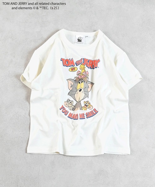 Tom＆Jerry（トムアンドジェリー）の「【トムとジェリー】別注プリントTee（Tシャツ/カットソー・キッズ・オフホワイト/杢グレー/ライトグリーン/チャコール・80/90/95/100/110/120/130/140/150）」の5枚目の写真