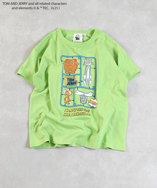 Tom＆Jerry（トムアンドジェリー）の「【トムとジェリー】別注プリントTee（Tシャツ/カットソー・キッズ・オフホワイト/杢グレー/ライトグリーン/チャコール・80/90/95/100/110/120/130/140/150）」の8枚目の写真