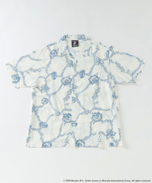 JOURNAL STANDARD relume(ジャーナルスタンダード レリューム)の「THE ROLLING STONES / ローリングストーンズ 別注 レーヨン半袖シャツ(シャツ/ブラウス・メンズ・ホワイト/ネイビー/マスタード・MEDIUM/LARGE)」の2枚目の写真