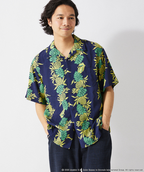 ローリング・ストーンズ　総柄半袖シャツ 美品 The Rolling Stones/ザ・ローリングストーンズ 半袖開襟
