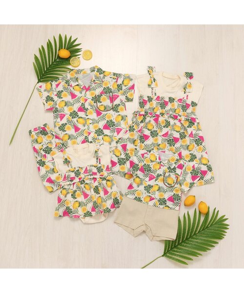 セール】【リンク】チェック・サマーフルーツ柄セットアップ