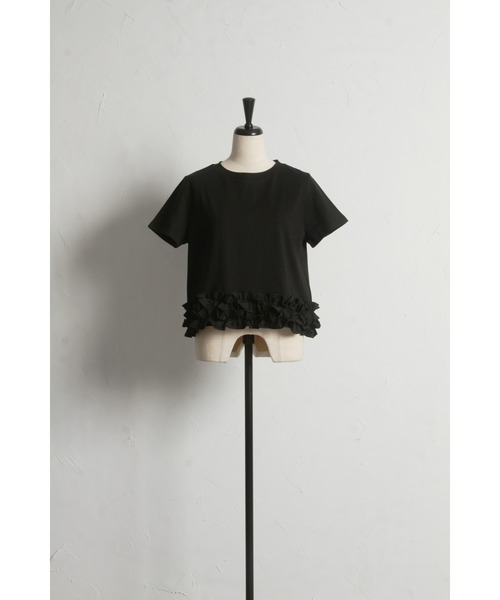 &. NOSTALGIA(アンドドットノスタルジア)の「【ZOZO限定】裾フリルTシャツ(接触冷感・UVカット)(Tシャツ/カットソー・レディース・オフホワイト/ブラック・M)」の22枚目の写真