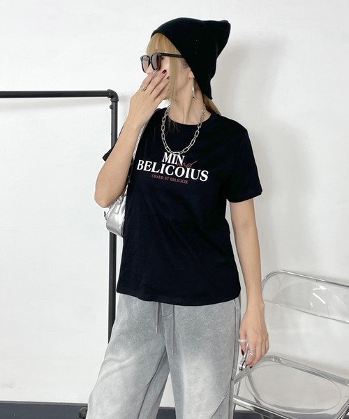 non-hedge(ノンヘッジ)の「カラーロゴプリントTシャツ(Tシャツ/カットソー・レディース・オフホワイト/グレー/ブラック/オートミール・FREE)」の9枚目の写真