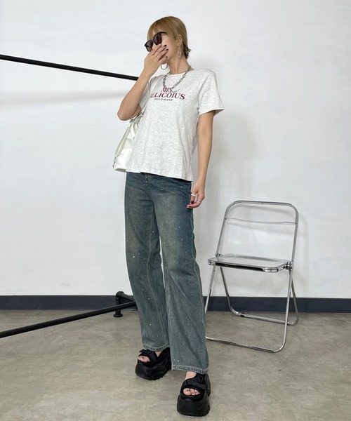 non-hedge(ノンヘッジ)の「カラーロゴプリントTシャツ(Tシャツ/カットソー・レディース・オフホワイト/グレー/ブラック/オートミール・FREE)」の7枚目の写真