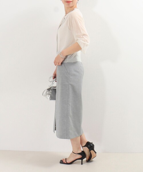 MICO COULIER（ミコクリエ）の「極細メッシュパフスリーブカーディガン（カーディガン/ボレロ・レディース・ブルー/チャコールグレー/オフホワイト/ライトグレー/マスタード・38）」の6枚目の写真