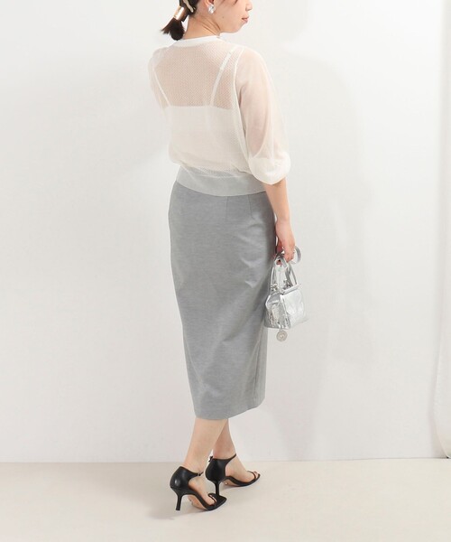 MICO COULIER（ミコクリエ）の「極細メッシュパフスリーブカーディガン（カーディガン/ボレロ・レディース・ブルー/チャコールグレー/オフホワイト/ライトグレー/マスタード・38）」の8枚目の写真