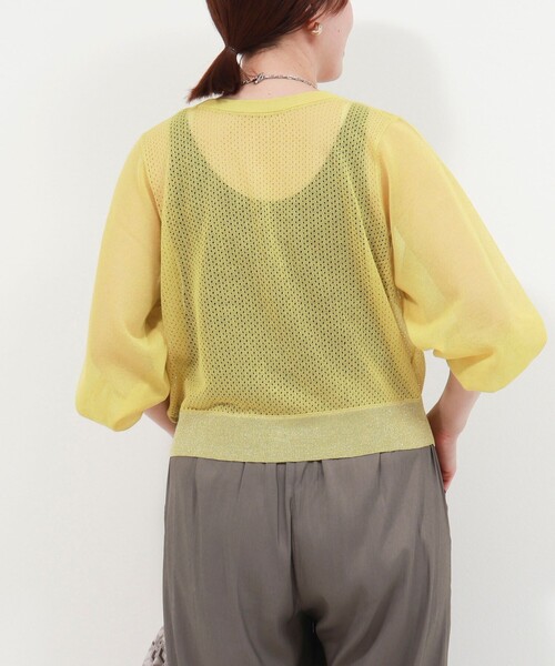 MICO COULIER（ミコクリエ）の「極細メッシュパフスリーブカーディガン（カーディガン/ボレロ・レディース・ブルー/チャコールグレー/オフホワイト/ライトグレー/マスタード・38）」の13枚目の写真