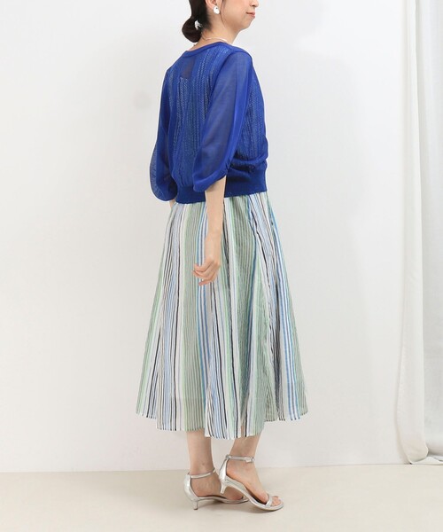 MICO COULIER（ミコクリエ）の「極細メッシュパフスリーブカーディガン（カーディガン/ボレロ・レディース・ブルー/チャコールグレー/オフホワイト/ライトグレー/マスタード・38）」の17枚目の写真