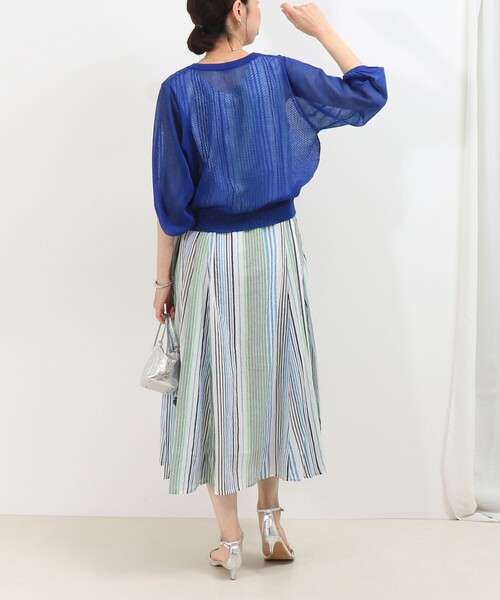 MICO COULIER（ミコクリエ）の「極細メッシュパフスリーブカーディガン（カーディガン/ボレロ・レディース・ブルー/チャコールグレー/オフホワイト/ライトグレー/マスタード・38）」の18枚目の写真