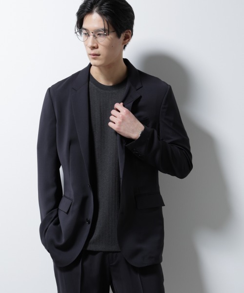 NANO universe(ナノユニバース)の「「Damerino」ヘリンボンクルーネックTシャツ/防シワ・吸水速乾・UVカット(Tシャツ/カットソー・メンズ・チャコール/ネイビー/ブラウン・S/M/L)」の4枚目の写真