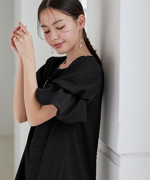 Tiaclasse（ティアクラッセ）の「変形バルーンスリーブカットソーチュニック（Tシャツ/カットソー・レディース・ブラック/ライム/ピンク・M/L）」の10枚目の写真