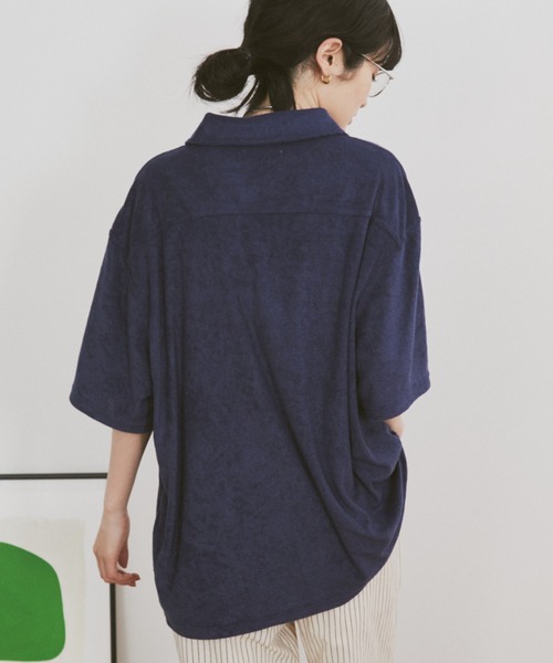 MERLOT（メルロー）の「ウェーブパイルシャツ（シャツ/ブラウス・レディース・アイボリー/ネイビー・FREE）」の12枚目の写真