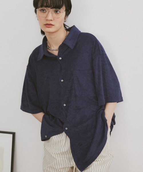 MERLOT（メルロー）の「ウェーブパイルシャツ（シャツ/ブラウス・レディース・アイボリー/ネイビー・FREE）」の19枚目の写真