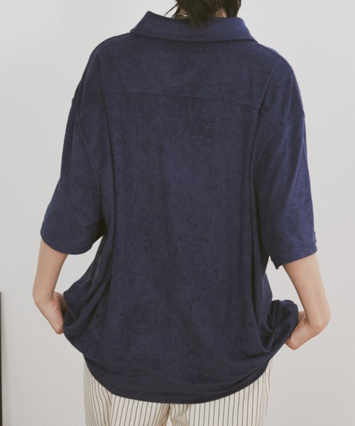 MERLOT（メルロー）の「ウェーブパイルシャツ（シャツ/ブラウス・レディース・アイボリー/ネイビー・FREE）」の13枚目の写真