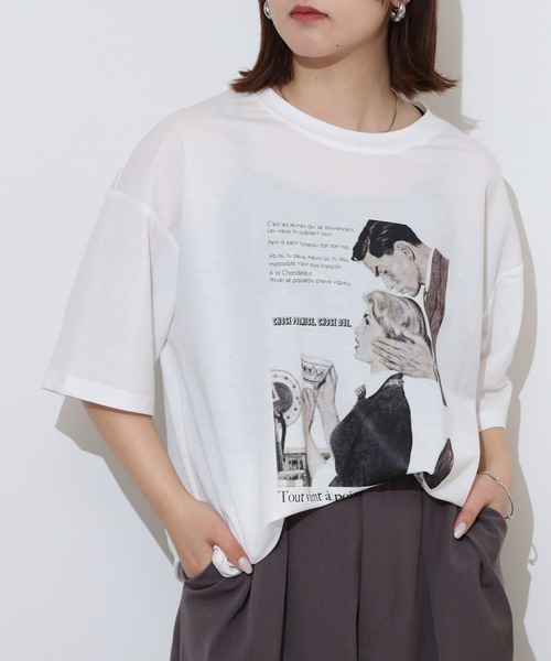 FUNALIVE（ファンアライブ）の「接触冷感プリントTシャツ（Tシャツ/カットソー・レディース・ブラック系/ホワイト/アイボリー系1/ブラック系1/アイボリー系/ブラック/ホワイト系/ホワイト系1/アイボリー系2・FREE）」の3枚目の写真
