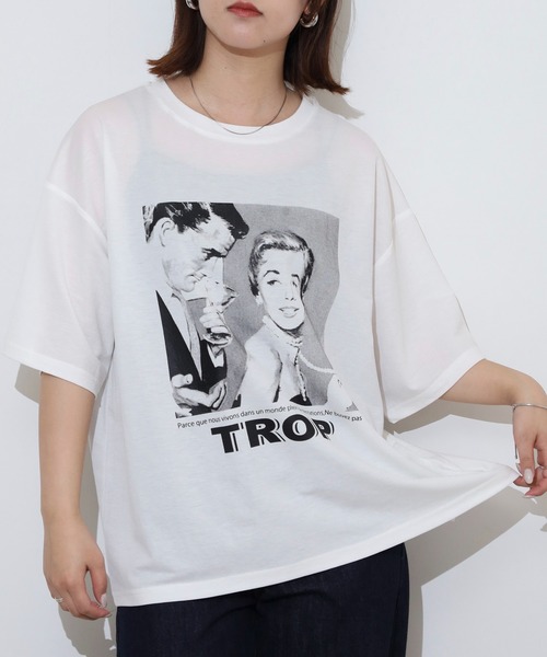 FUNALIVE（ファンアライブ）の「接触冷感プリントTシャツ（Tシャツ/カットソー・レディース・ブラック系/ホワイト/アイボリー系1/ブラック系1/アイボリー系/ブラック/ホワイト系/ホワイト系1/アイボリー系2・FREE）」の2枚目の写真