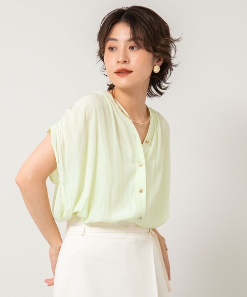 NOLLEY’S(ノーリーズ)の「割繊Vネックブラウス(シャツ/ブラウス・レディース・ネイビー/ロイヤルブルー/クリーム/オフホワイト・38)」の16枚目の写真