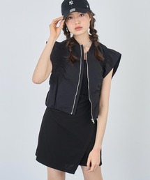 ショート丈 ギャザー ベスト ブルソン