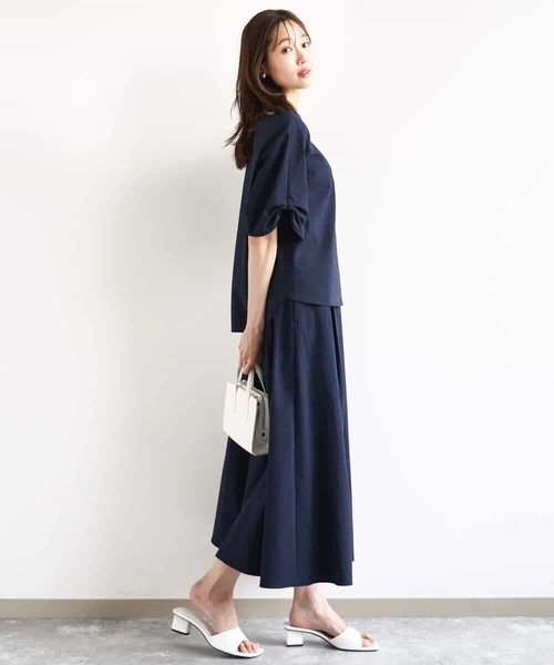 MK MICHEL KLEIN（エムケーミッシェルクラン）の「タックフレアースカート/撥水/UVカット/洗える（スカート・レディース・ネイビー/ブルー・38）」の7枚目の写真