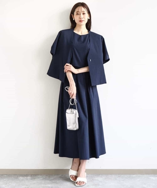 MK MICHEL KLEIN（エムケーミッシェルクラン）の「タックフレアースカート/撥水/UVカット/洗える（スカート・レディース・ネイビー/ブルー・38）」の9枚目の写真